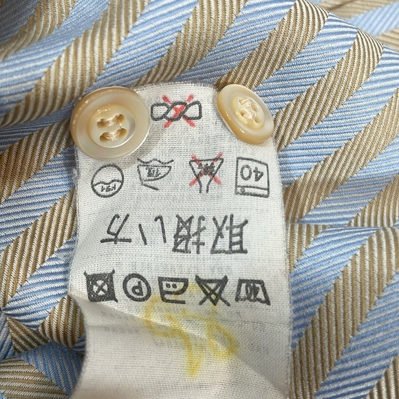 Ermenegildo Zenga Button Down Shirt Size XXL Light Blue Tan Stripe EUC - Picture 10 of 11